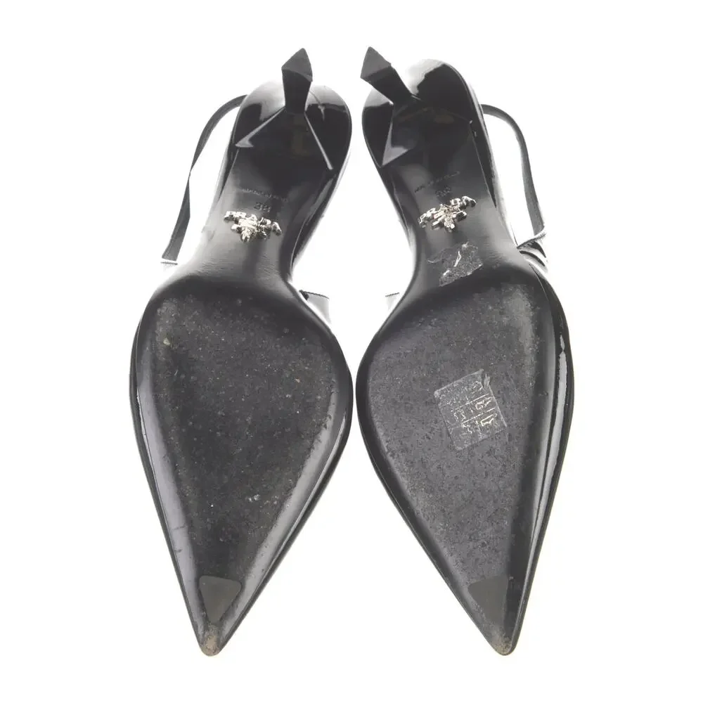 NWB Prada Patent Leather Slingback Pumps Black Womens Size 36